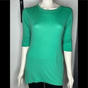 Sharon Segal 1/2 Sleeve Green Top Sz Large